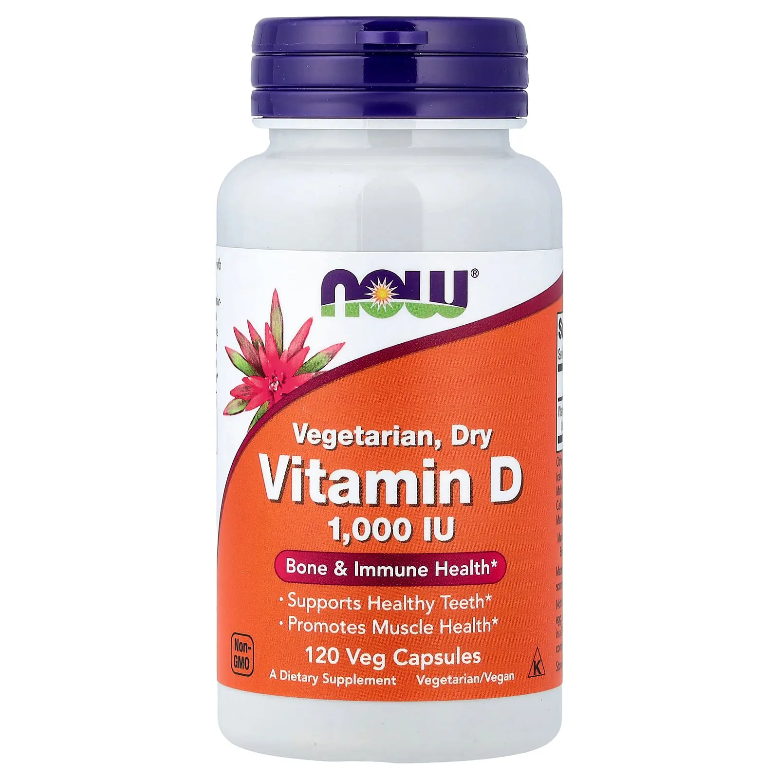 NOW Foods Vegetarian Dry Vitamin D, 1,000 IU, 120 Veg Capsules