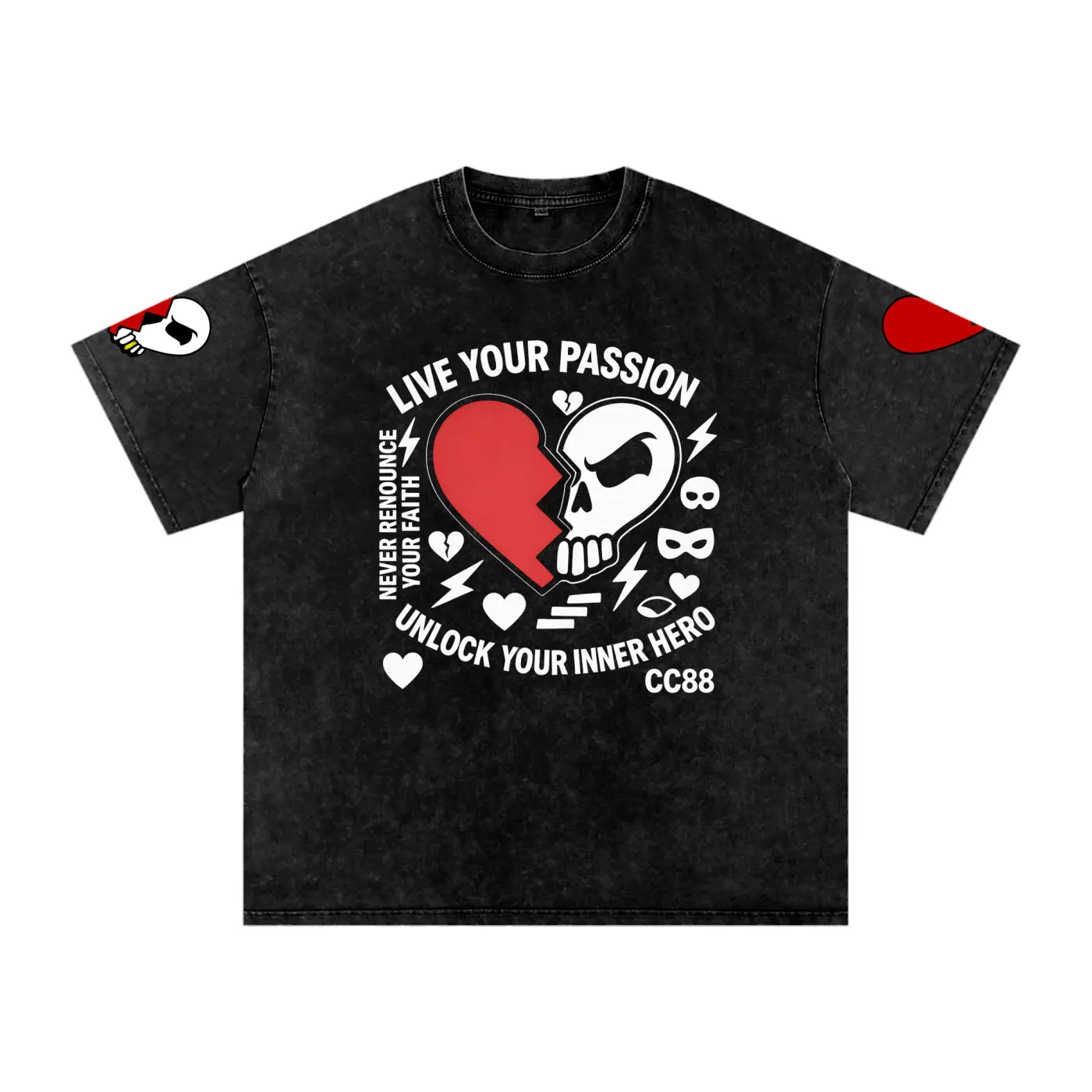 *CC88 Black Label * - Snow Washed Oversized Cotton Mantra T-Shirt