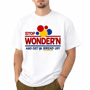 Men’s Graphic T-Shirt “Stop Wonder’n And Get Ya Bread Up” Casual Street Style Short Sleeve Crew Neck Tee Colorful Print Fashion Top for Daily Wear