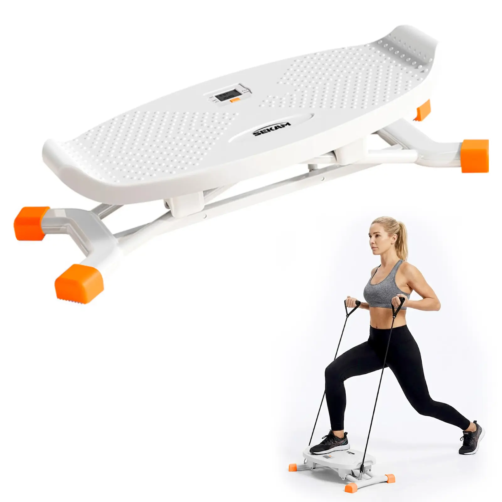 Sekam Ski Balance Trainer - Home Gym Squat Machine with Adjustable Resistance Bands, Low-Impact Full-Body Cardio for Balance Workouts, Home Fitness