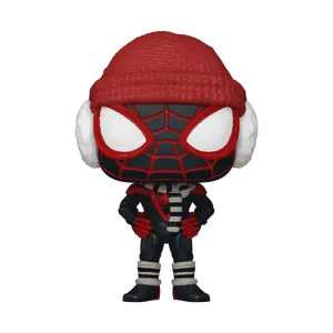 Funko Miles Morales Winter Suit #1294 - Character Figure with Spider-Man Design, Red Hat, and Detailed Outfit