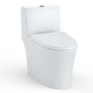 Ceramic Toilet with V Shape Soft Close Seat, Elongated One Piece, Top Dual Flush 3/4.8L, cUPC Certified Water Saving for Bathrooms.