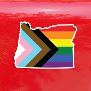 Oregon State Shape Progress Pride Flag LGBTQ POC Transgender Flag - Vibrant Color Vinyl Decal Sticker