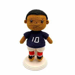 Handmade Crochet Soccer Star Doll – French #10 Forward | 2026 Tournament Fever Gift | 5.5" x 3.1" (14×8cm) | Soft Stuffed Toy for Little Athletes Desk Decor Birthday Gift Handmade Gift
