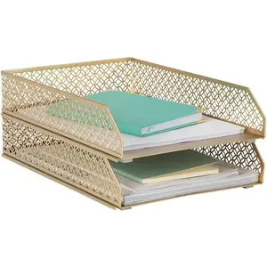 File Organizer  Stackable Paper Tray Set of 2 for Desk, Office Inbox & Letter Trays,  Desk Organizer