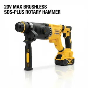 DEWALT DCH263 20V MAX XR Brushless 1-1/8-Inch SDS-Plus Rotary Hammer Drill Featuring SHOCKS Active Vibration Control 3-Mode Functionality for Concrete Masonry Steel and Wood Projects with 3.0-Joule Impact Energy and LED Work Light