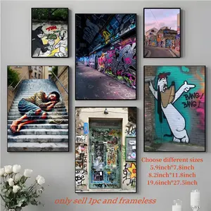 Urban Culture Graffiti street art Poster Vintage Wall Art HD Waterproof Moisture-Proof Scratch-Resistant Durable Sticky Poster For Household Living Room Bedroom Corridor Cafe Bar Wall Decor & Gift