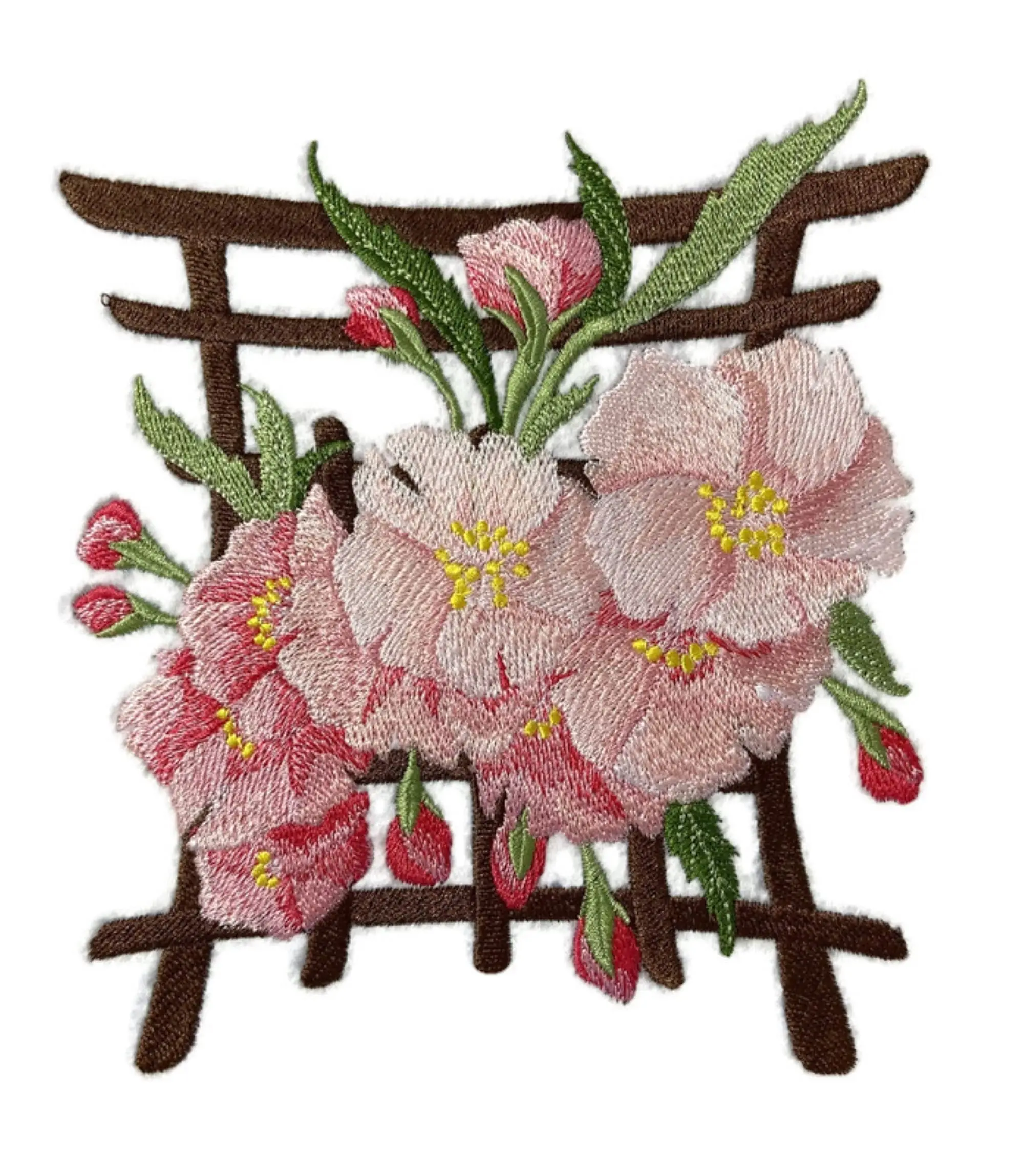 Japanese Cherry Blossoms Embroidered Patch (5.84" x 7.68") | Iron-On or Sew-On | Floral Applique for Jean jacket, Hoodie & DIY Fashion