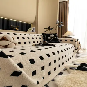 Checkerboard Sofa Blanket, Washable Sofa Cover, Decorative and Protective, Enhances Living Room Aesthetics, Multiple Colors Available