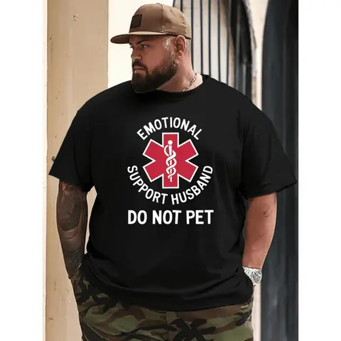 100% Cotton Golf Gift T-Shirt For Men and Women Plus Size Men'S "Emotional Support Husband Do Not Pet" Funny T-Shirt - Best Gift for Men