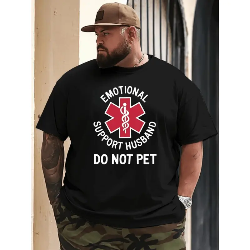 100% Cotton Golf Gift T-Shirt For Men and Women Plus Size Men'S "Emotional Support Husband Do Not Pet" Funny T-Shirt - Best Gift for Men