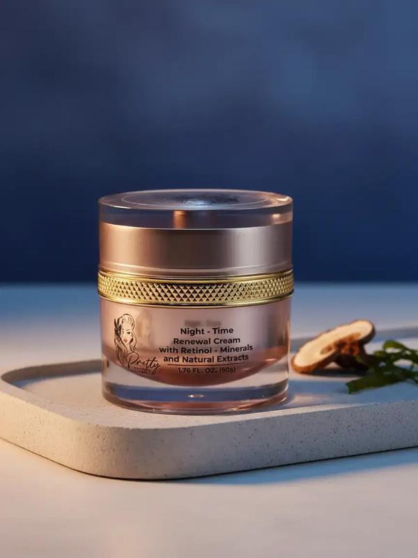 PRETTY NATURE BY JOYCE Night Time Renewal Cream with Retinol Minerals & Natural Extracts for Deep Hydration Nutrient Replenishment Cell Turnover
