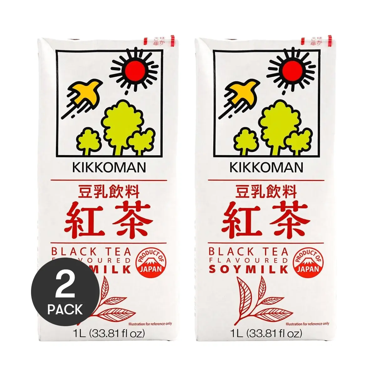 2 Pack KIKKOMAN Black Tea Soy Milk 33.81 fl oz Each - Japanese Plant Protein Drink