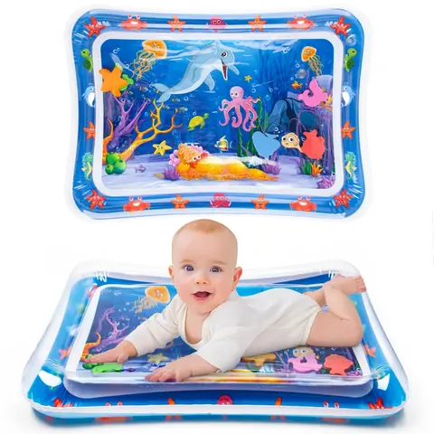 Inflatable Baby Water Play Mat, Playgym Mat, Exercise Play Mat, Tummy-Time Activity Sensory Pad for 3–24 Months Babies, Nursery Development Mat, Portable Water Play Pad to Strengthen Muscles, Easter Gift, Non-Toxic Infant Toddler Toy