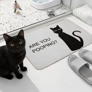 Quick-Dry Bath Mat "ARE YOU POOPING" Bathroom Mat-Ultra-Absorbent Thin Diatomite Bath Mat-Rubber Backing Non-Slip,Machine Washable and Mildew-Resistant Rug for Shower,Kitchen,Laundry Room, Easy Cleaning—15.7 x 23.6 in / 40 x 60 cm