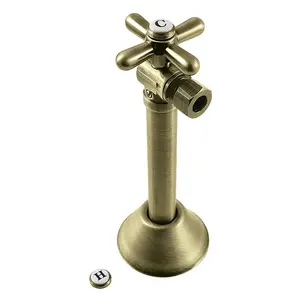 Kingston Brass CC83203X 0.5 in. Sweat x 0.375 in. OD Comp Angle Shut Off Valve with 5 in. Extension, Antique Brass