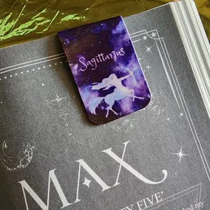 Sagittarius Zodiac Horoscope Magnet Bookmark - Purple Design with White Text and Horse Symbol