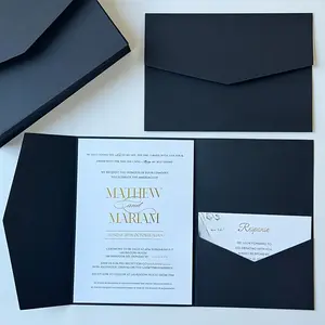 Minimalist 5x7 Tri-Fold Wedding Invitation Covers 50/75pcs Pocket Style DIY for All Occasions