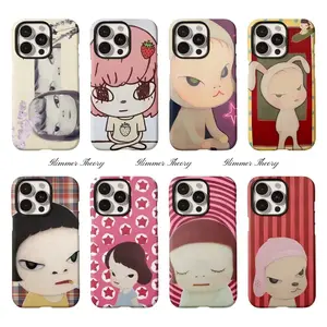 Artistic Rebellious Girl Yoshitomo Nara Phone Cases For iPhone 17 Promax Pro Air 16 Plus 15 14 13 12 11 Sturdy 2-IN-1 Film Shell Shockproof Protective Cover Gift For Birthday Christmas Valentine