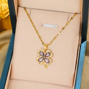 LisiZen Lucky Blossom Crystal Pendant | Dainty Floral Necklace for Good Vibes DZXL3875
