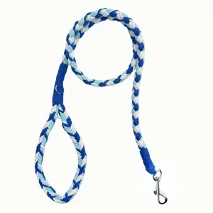 Handmade Braided 120/140cm Dog Leash with Dual-Clip for Running & 2 Dogs Non-Slip Multi-Function Pet Lead Durable Reflective Harness
