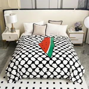 Alkam Home Fashion Inc Watermelon Palestine Kuffiyah Queen Size Soft Blanket - Cozy and Comfortable