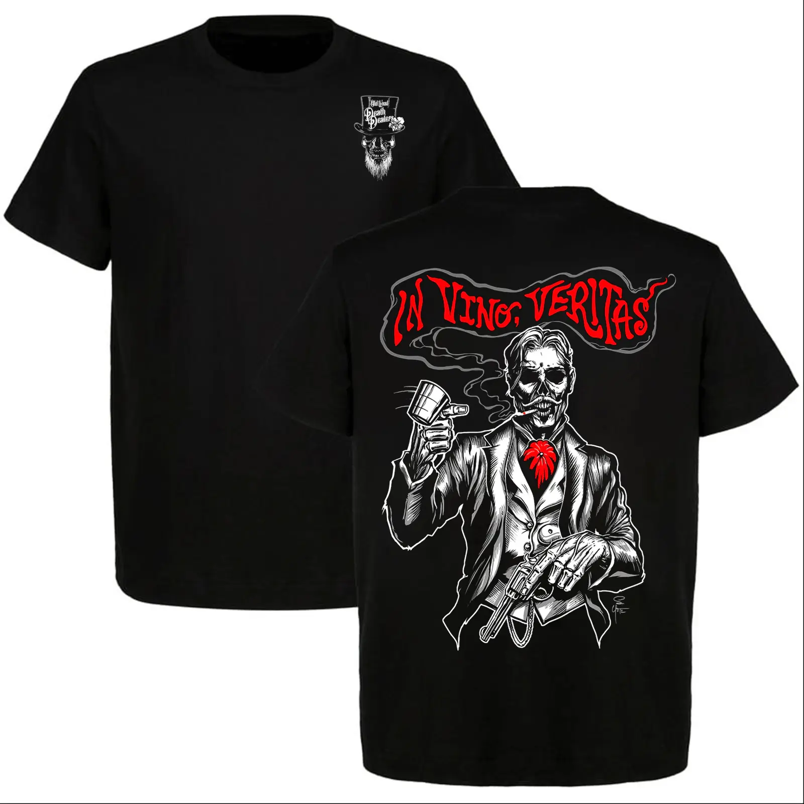 Doc Holliday In Veno Veritas T-shirt | Old West Death Dealers Collection | Tombstone | Ghost Town Zombie T-Shirt