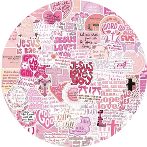 110Pcs Bible Verse Stickers Pack, Aesthetic Inspirational Christian Stickers for Kids Adults, Vinyl Waterproof Sticker for Water Bottle Laptop Scrapbook Journal Party Supplies(Pink)