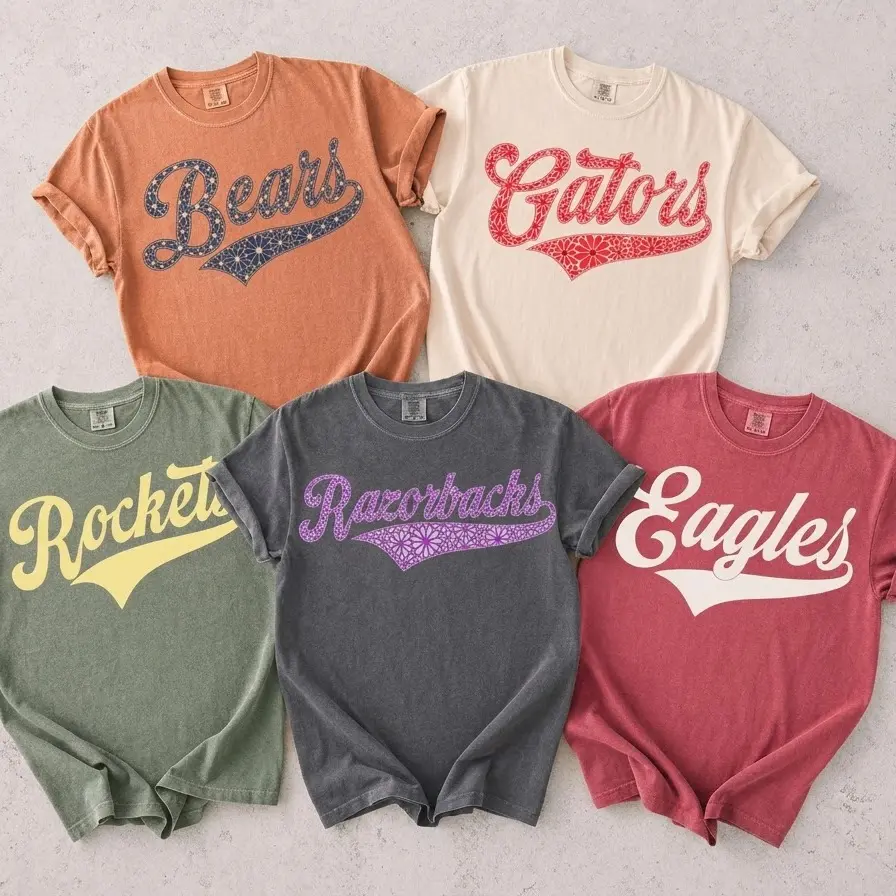 Custom Mascot Shirt Personalized Spirit Tee Custom Team Name Game Day Gift Comfort Colors. Womenswear's Top Vintage