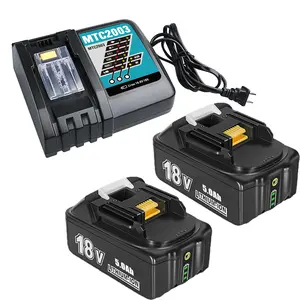 2 Pack 5.0Ah High Capacity Replacement for Makita 18V Battery and DC18RC Compatible with BL1860 BL1850B with LED Indicator