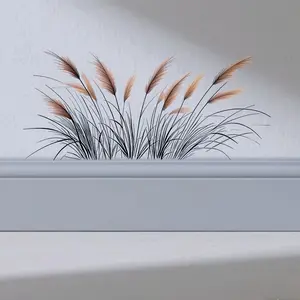 New Simple Reed Grass Wall Sticker, Self-Adhesive Removable Minimalist Decorative Border Wallpaper for Living Room Bedroom Cabinet Windows Home Decor