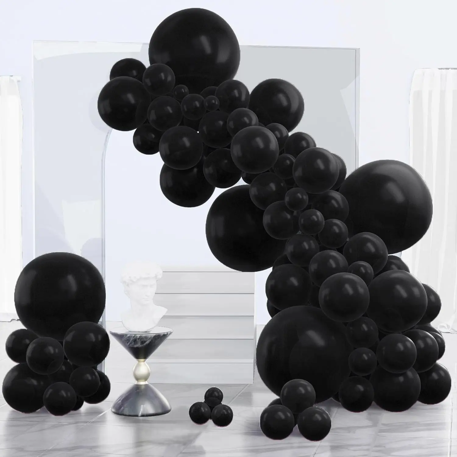 Black Balloons 140 pcs Different Sizes of 18 12 10 5 Inch Black Balloons Arch Kit Garland for Baby Shower Birthday Graduation Casino Gaming Anniversary Retirement Party Decorations Black-Y18