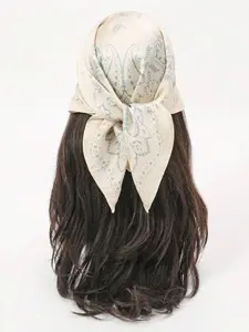 Women's Geometric Print Scarf, Base Paisley Pattern, Daily Wear Fashion Accessory, Ladies Silk Tie Headscarf