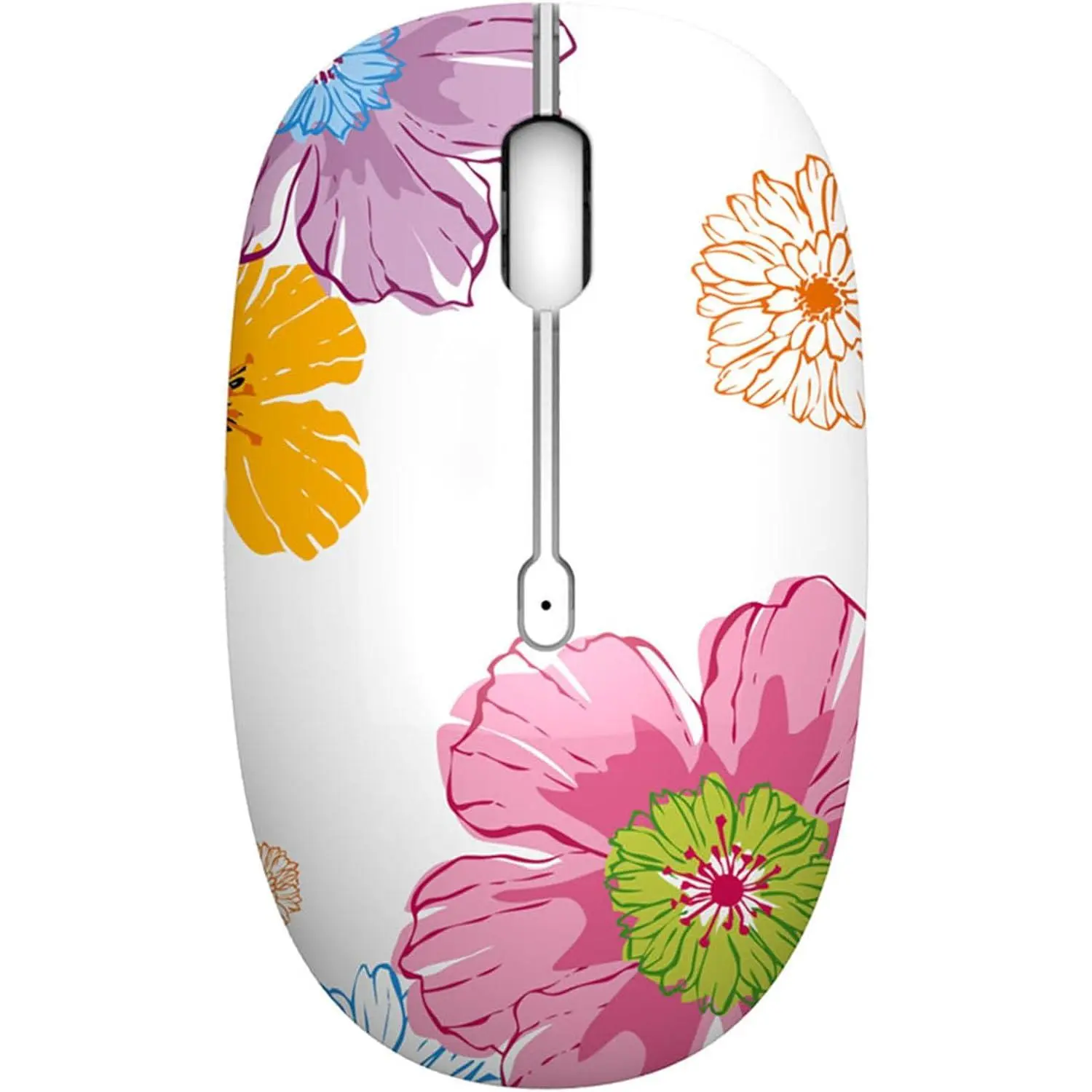 M101   Cute Silent Computer Mice with USB Receiver, 2.4G Optical  Travel  1600 DPI for Laptop, Notebook, PC, Computer (Flower)