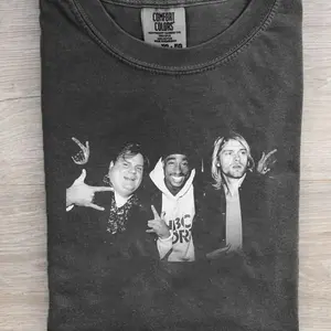 Vintage 90s Streetwear hip hop T-shirt, Chris Farley 2pac and Kurt Cobain partying Unisex Men's T-shirt, Hip hop 2pac