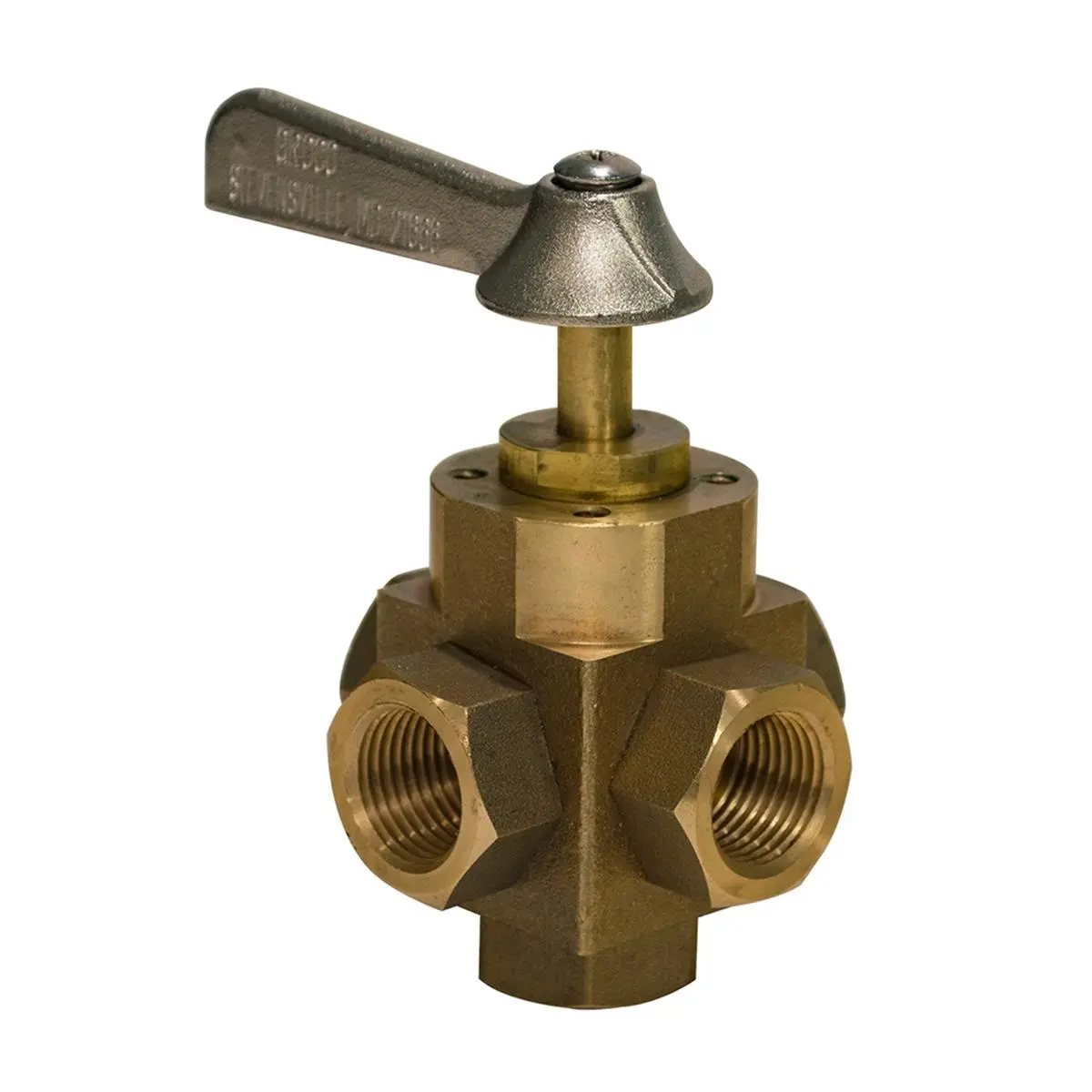 Groco FV-550-L Single Flow Selector Valve, 0.5 in. 5-Port Tank Control Valve with Lever Handle, 1.95 lbs
