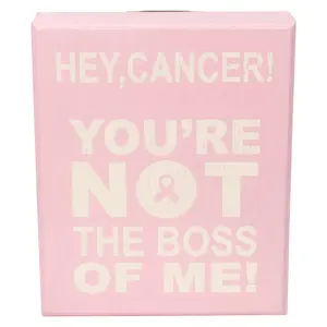 JennyGems Hey, Cancer You're Not the Boss Of Me Wooden Sign, Breast Cancer Awareness, Pink