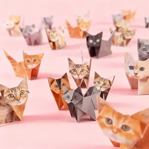 Eco-Friendly DIY Animal Origami Paper Set - 50 Sheets, Fun & Creative Craft Supplies for Cute Figures, Perfect Desk Companion, Party Gifts for Cat Lovers