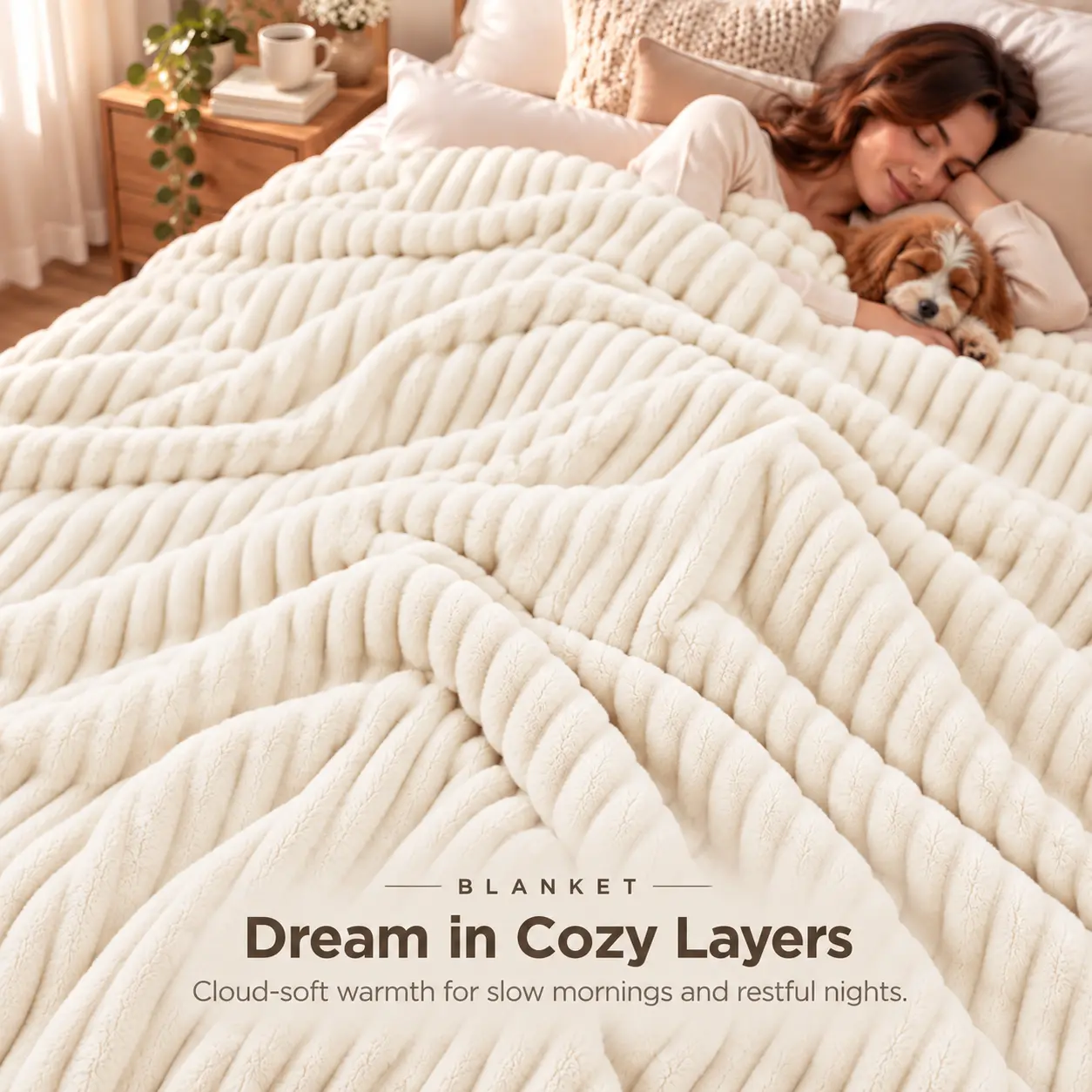 【Cozy Halloween】UFIST Cloud Blanket Throw, Fluffy Plush Striped Blanket, Ultra Soft Cozy Couch Blanket, Aesthetic Home Decor Gift
