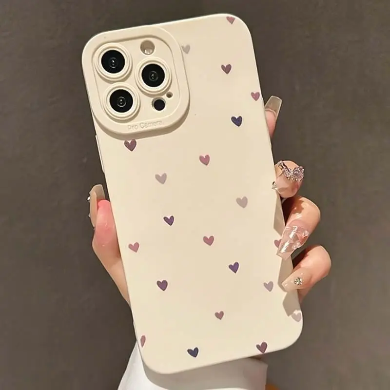 Heart Pattern Smartphone Case, Anti-drop Shockproof Durable Phone Protective Cover, Phone Accessory Compatible with Sam iPhone 11 12 13 14 15 16 17 Pro Max