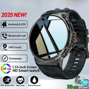 GPS V69 Smart Watch Men 1.85 inch 710 mAh Heart Rate GPS Sports IP68 Waterproof Bluetooth Talk  Smartwatch Man