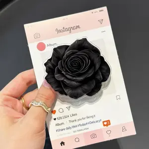 Elegant Black Rose Magsafe Phone Grip – Dark Floral Magnetic Pop Socket & Kickstand – Goth Aesthetic Gift