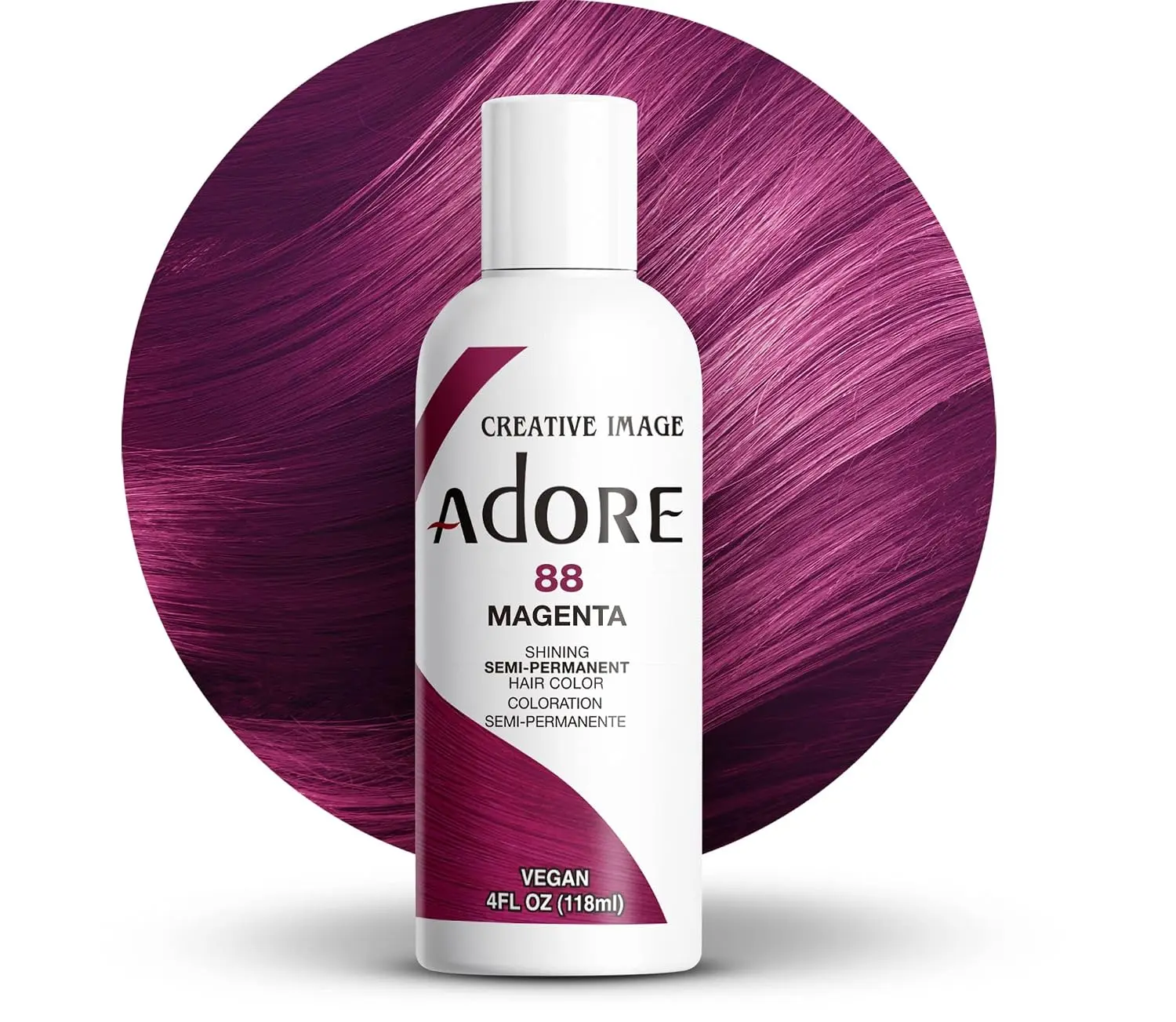 Adore Semi Permanent Hair Color, 088 Magenta, 4 Fl Oz | Vegan & Cruelty-Free Purple Hair Dye | No Ammonia, No Peroxide, No Alcohol