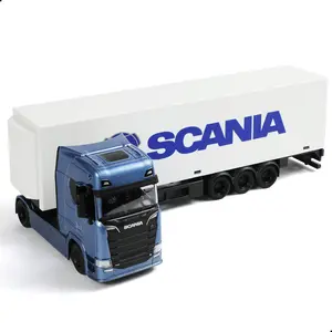 1/43 Scale Swedish Style Semi Truck with Transport Container Die-Cast Model – Heavy Duty Box Trailer Tractor Set, Collectible Vehicle Gift for Adults