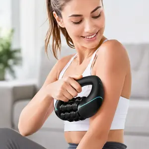 Electric handheld muscle roller massager, deep tissue trigger point massager, multi-functional suitable for legs, arms, portable fascial massager, suitable for gyms, home and offices, USB Rechargeable Massagers