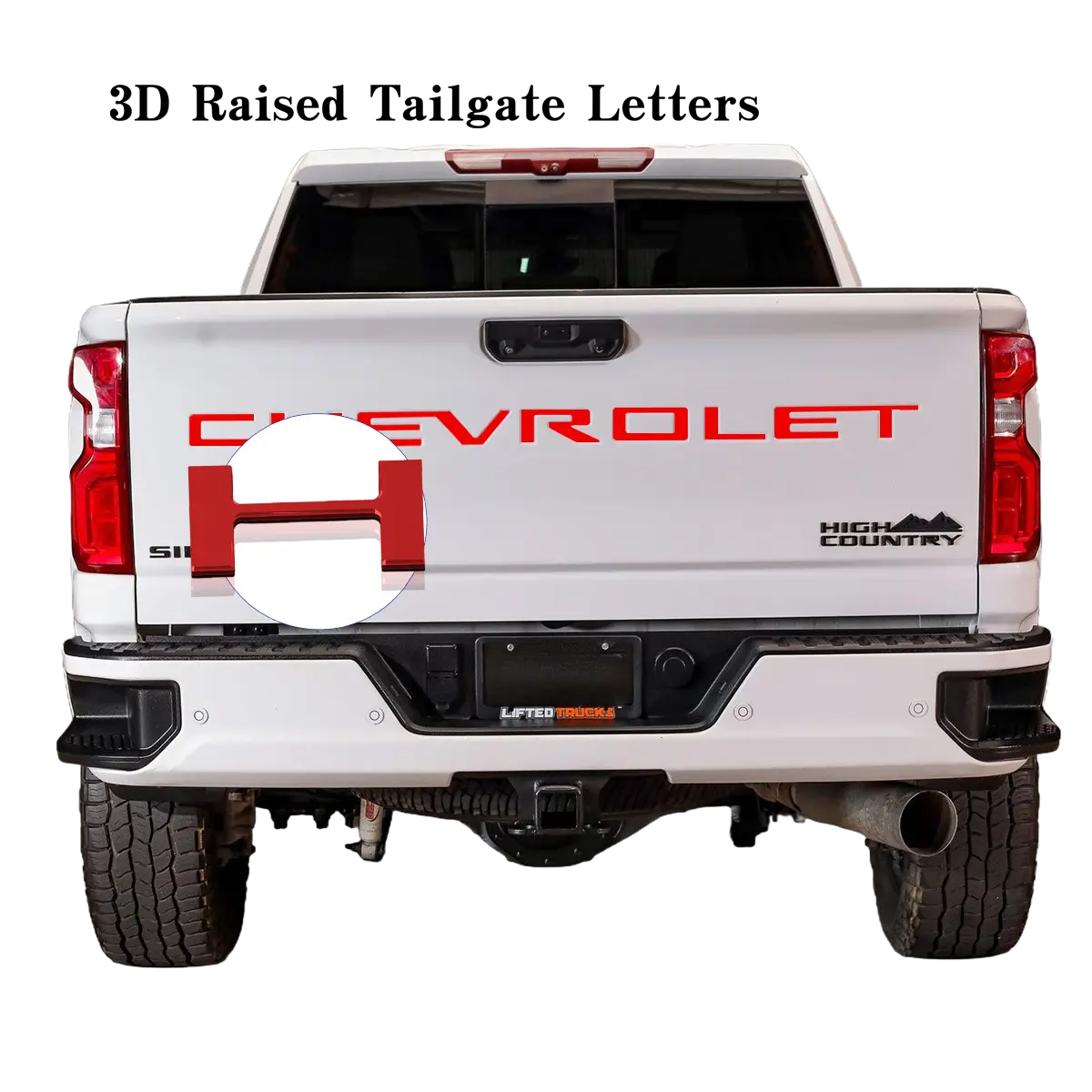 3D tailgate letters emblem Compatible for 2019 2020 2021 2022 2023 2024 2025 Chevrolet silverado Models strong 3m adhesive Weatherproof ABS Decals red Car Decorative Sticker Vehicle Exterior Decoration Truck Accessories