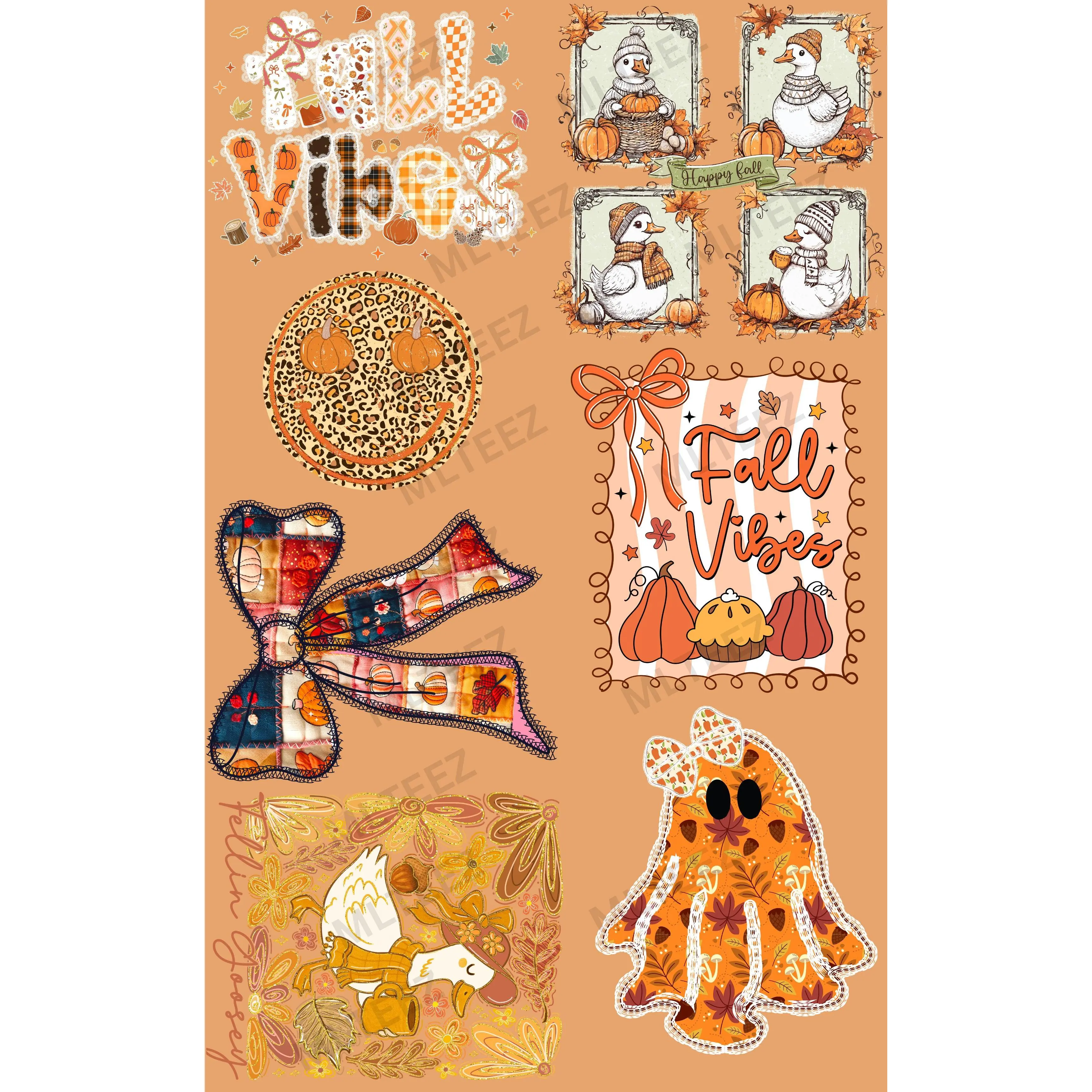 FALL VIBES (3) PREMADE GANGSHEET  - 22X36  DTF TRANSFERS - DIRECT TO FILM