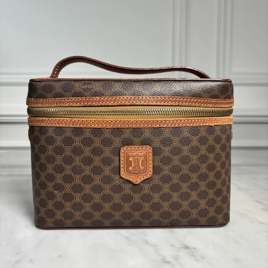 Pre-owned Celine Coated Canvas Vanity Macadam Bag
