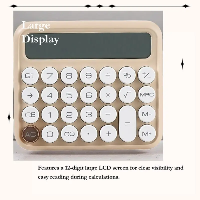 1pc, Aesthetic Calculator Cute Desktop 12 Digit With Large LCD Display, Candy Color Calculator Big Buttons, Sensitive Buttons, Calculator Office, Flexible Keyboard Calculator, Office Stationery Supplies