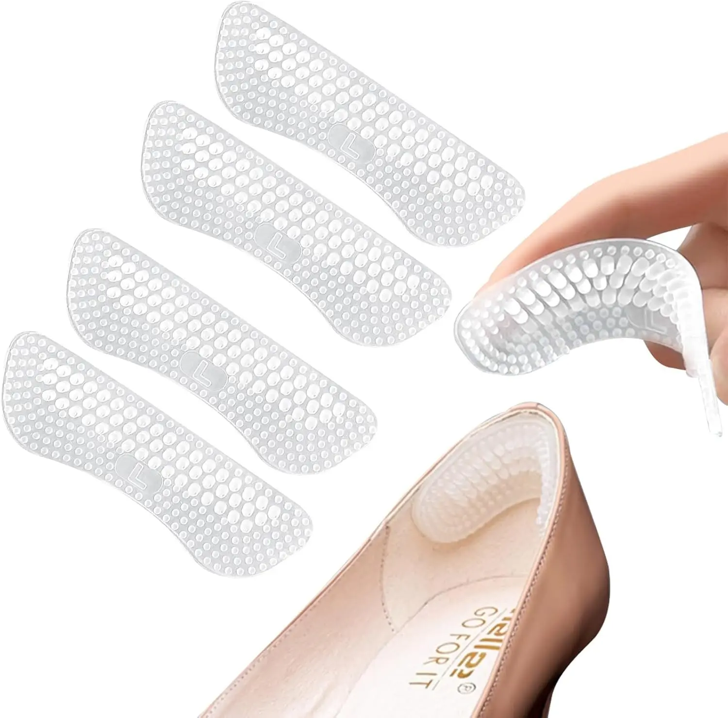 3 pairs Silicone Heel Protector Pad, Anti-slip Heel Sticker, Shoe Accessories for Women High Heels, Size Conversion Half Size Gel Insert, Non Slip Protector, Insoles